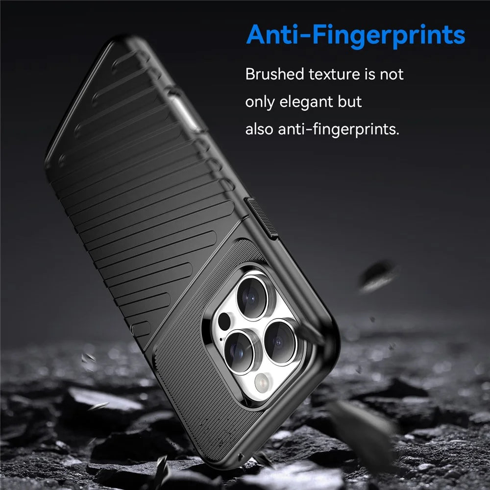 For iPhone 16 Pro Max Case Twill Texture Thickened TPU Phone Cover - Black - 3