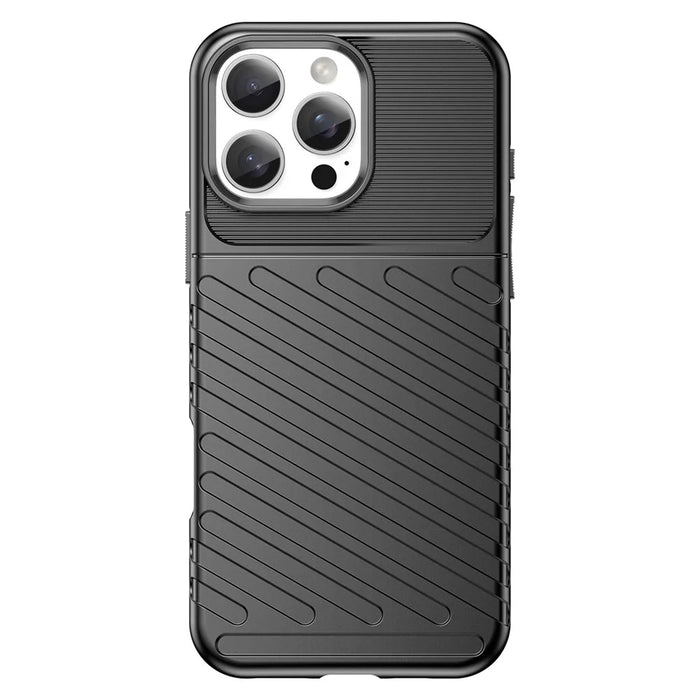 For iPhone 16 Pro Case Twill Texture TPU Shockproof Protective Phone Cover - Black - 2