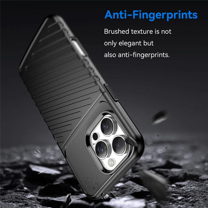 For iPhone 16 Pro Case Twill Texture TPU Shockproof Protective Phone Cover - Black - 3