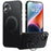 For iPhone 16 Plus Magnetic Case Ring Holder Kickstand PC+TPU Shockproof Phone Cover - Black - 1
