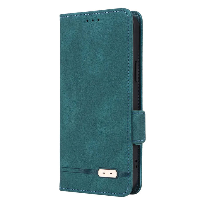 For iPhone 16 Pro Max Case Leather Folio Stand Phone Cover Hardware Decor - Blue - 6
