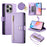 DF-011 For iPhone 16 Pro Case Leather Phone Cover with Card Slots, Zipper Pocket - Purple - 1