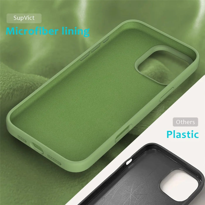 For iPhone 16 Pro Max Case Anti-Drop Liquid Silicone Soft Lining Back Phone Cover - Mint Green - 6