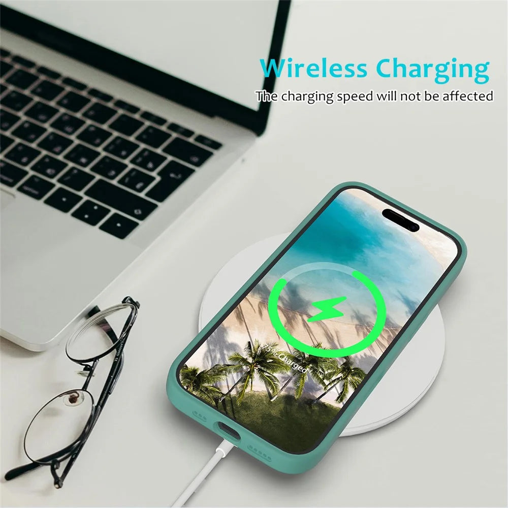 For iPhone 16 Case Liquid Silicone Soft Lining Shockproof Phone Cover - Dark Green - 5