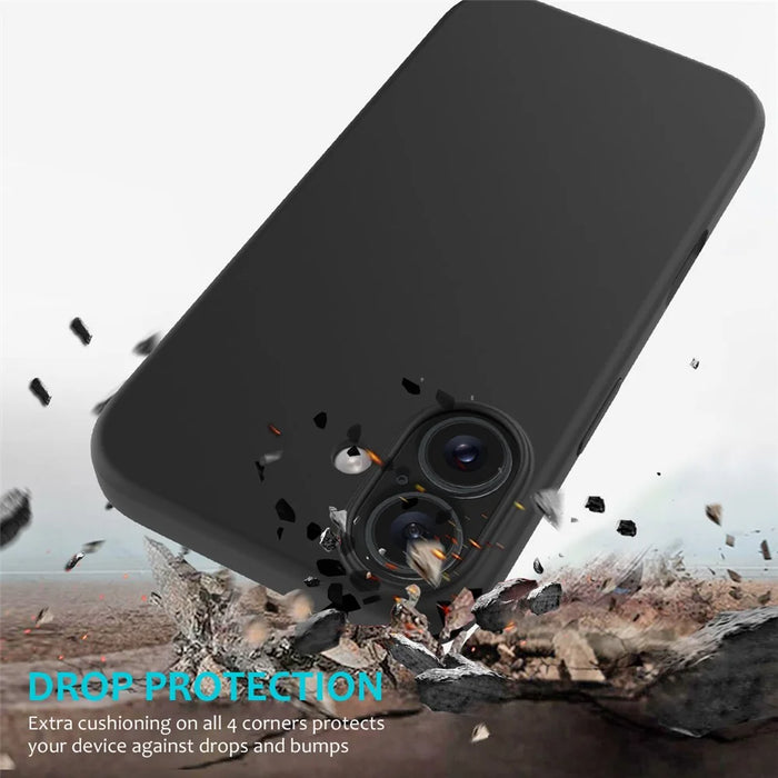 For iPhone 16 Plus Case Liquid Silicone Soft Lining Back Phone Cover - Black - 3