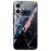 For iPhone 16 Plus Lightweight Case Tempered Glass+TPU Phone Cover Pattern Printed - Black Marble - 1