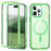 For iPhone 16 Pro Magnetic Case PC+TPU+PET Drop-Proof Clear Phone Cover - Green - 1