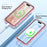 For iPhone 16 Pro Max Case Gradient Feather Pattern PC+TPU Phone Cover Built-In PET Screen Film - Rose - 2