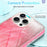 For iPhone 16 Pro Max Case Gradient Feather Pattern PC+TPU Phone Cover Built-In PET Screen Film - Rose - 3