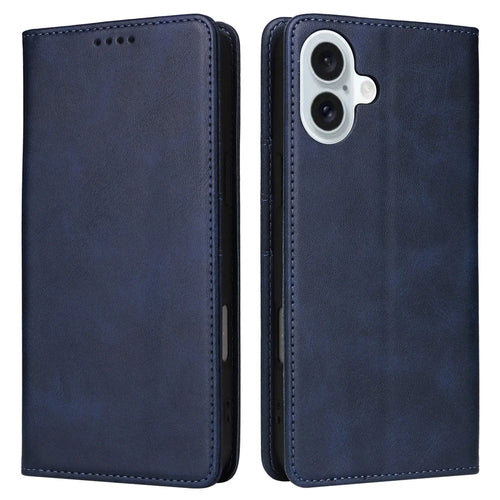 For iPhone 16 Plus Case Leather Phone Cover with RFID Blocking Wallet - Blue - 1