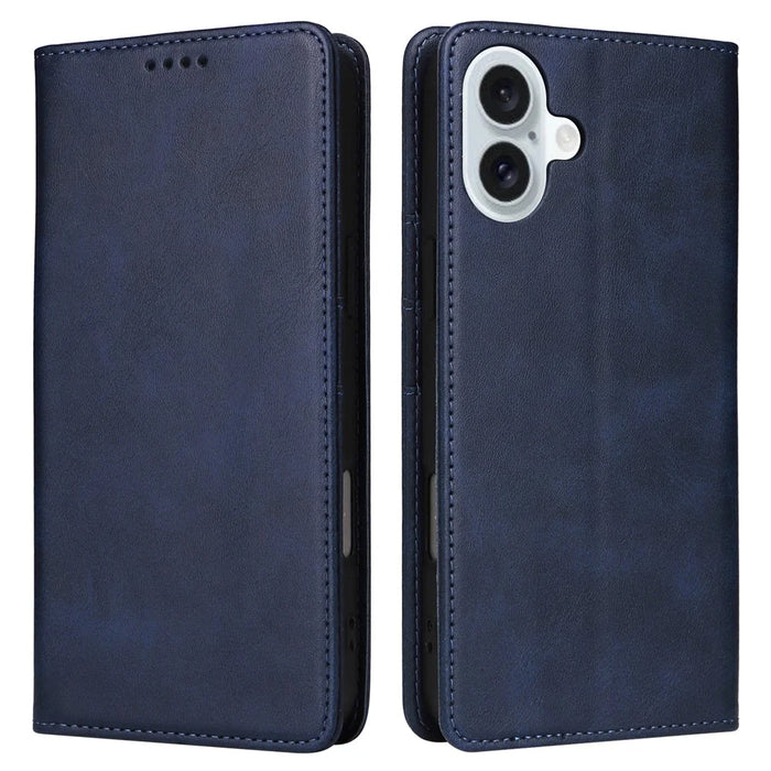 For iPhone 16 Plus Case Leather Phone Cover with RFID Blocking Wallet - Blue - 1