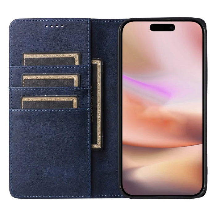 For iPhone 16 Plus Case Leather Phone Cover with RFID Blocking Wallet - Blue - 2