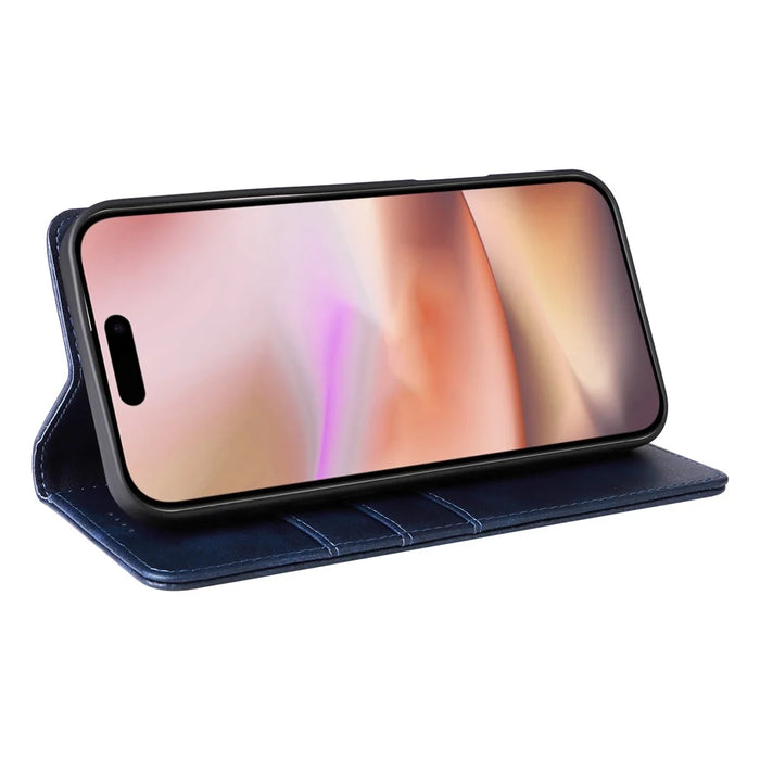 For iPhone 16 Plus Case Leather Phone Cover with RFID Blocking Wallet - Blue - 3