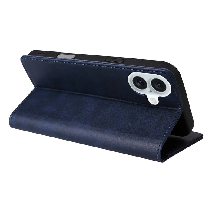 For iPhone 16 Plus Case Leather Phone Cover with RFID Blocking Wallet - Blue - 4