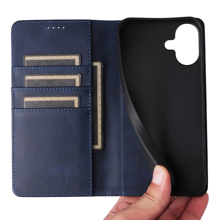 For iPhone 16 Plus Case Leather Phone Cover with RFID Blocking Wallet - Blue - 6