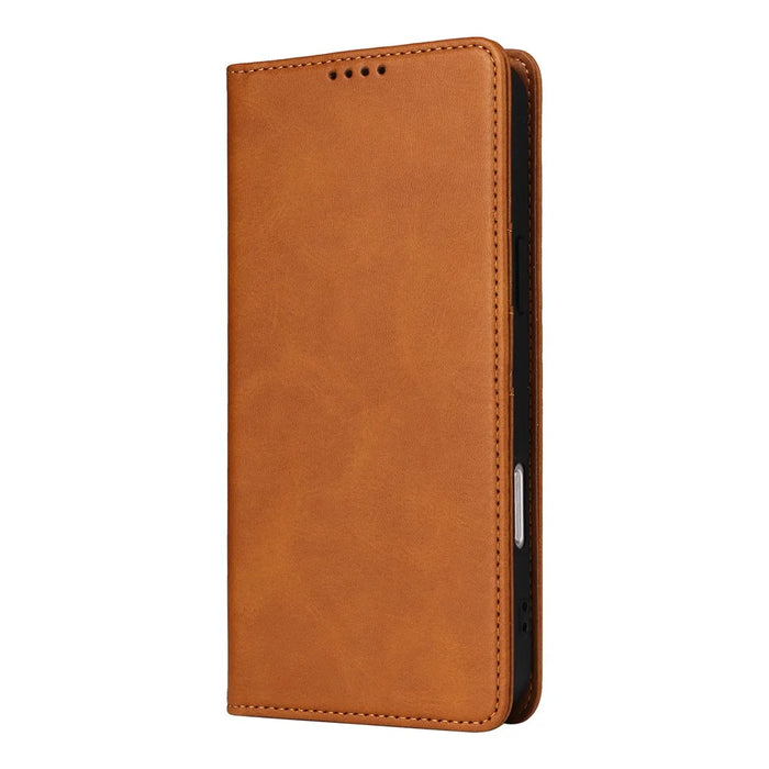 For iPhone 16 Pro Case RFID Blocking PU Leather Folio Flip Phone Cover - Brown - 7