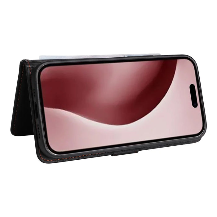 For iPhone 16 Pro Magnetic Case BETOPNICE Detachable PU Leather Phone Cover with Strap - Black - 4