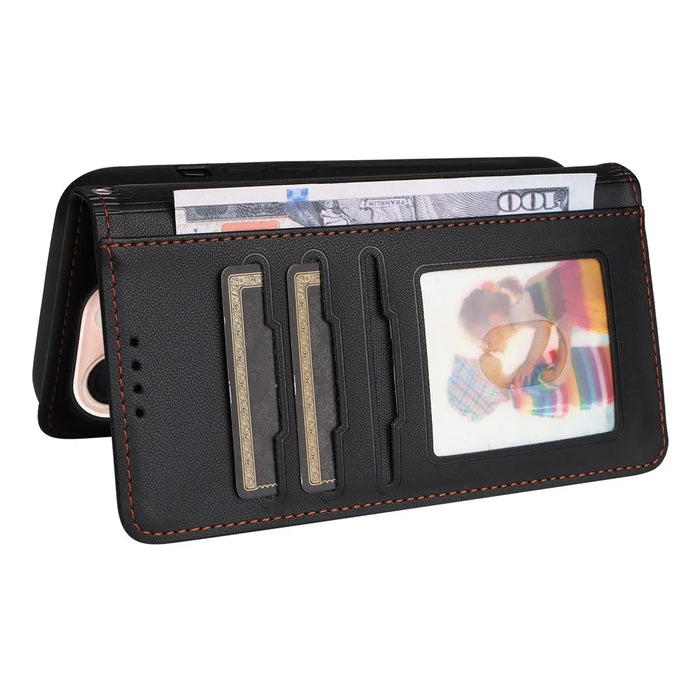 For iPhone 16 Pro Magnetic Case BETOPNICE Detachable PU Leather Phone Cover with Strap - Black - 5