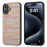 For iPhone 16 Case Plaid Texture PU Leather+PC+TPU Hybrid Phone Cover - Pink - 1