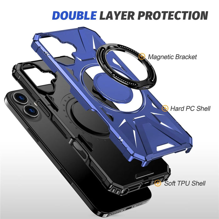 For iPhone 16 Plus Case Compatible with MagSafe Kickstand TPU+PC Phone Cover - Navy Blue - 5