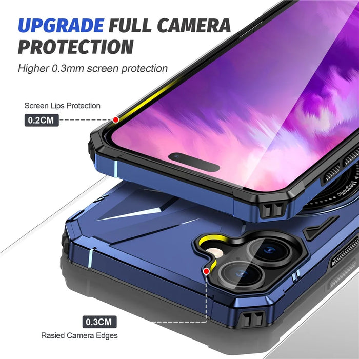 For iPhone 16 Plus Case Compatible with MagSafe Kickstand TPU+PC Phone Cover - Navy Blue - 6