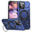 For iPhone 16 Pro Magnetic Case TPU+PC Ring Kickstand Anti-Drop Phone Cover - Navy Blue - 1