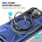 For iPhone 16 Pro Magnetic Case TPU+PC Ring Kickstand Anti-Drop Phone Cover - Navy Blue - 3