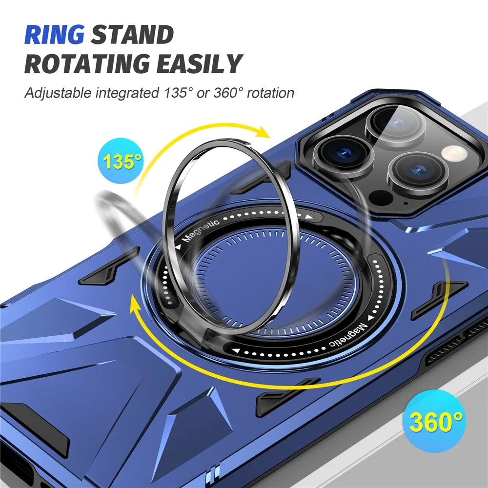 For iPhone 16 Pro Max Case Compatible with MagSafe TPU+PC Kickstand Phone Cover - Navy Blue - 3