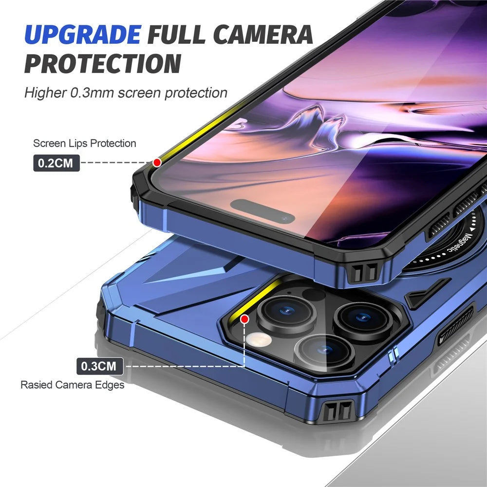 For iPhone 16 Pro Max Case Compatible with MagSafe TPU+PC Kickstand Phone Cover - Navy Blue - 6