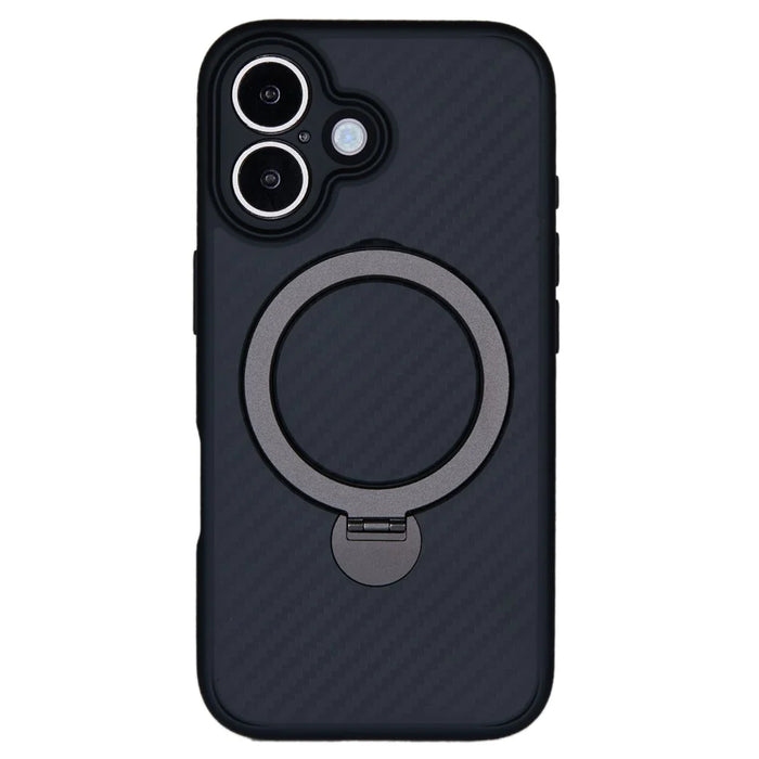 For iPhone 16 Plus Case Compatible with MagSafe Kickstand TPU+PC Phone Cover Carbon Fiber Texture - 1