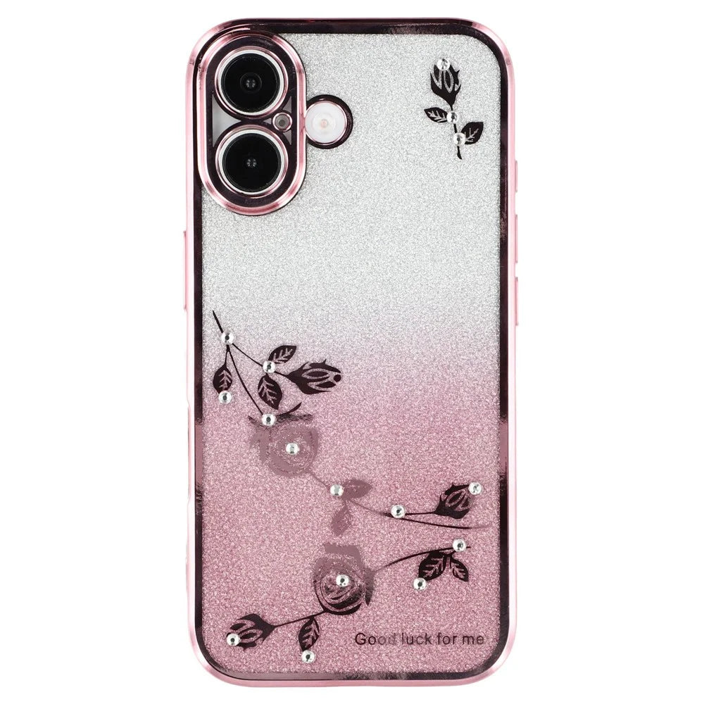 KADEM For iPhone 16 Case TPU Ring Holder Phone Cover Gradient Shockproof - Rose Gold - 3