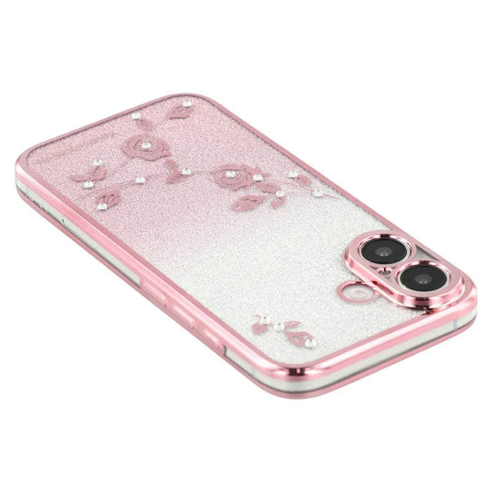 KADEM For iPhone 16 Case TPU Ring Holder Phone Cover Gradient Shockproof - Rose Gold - 6