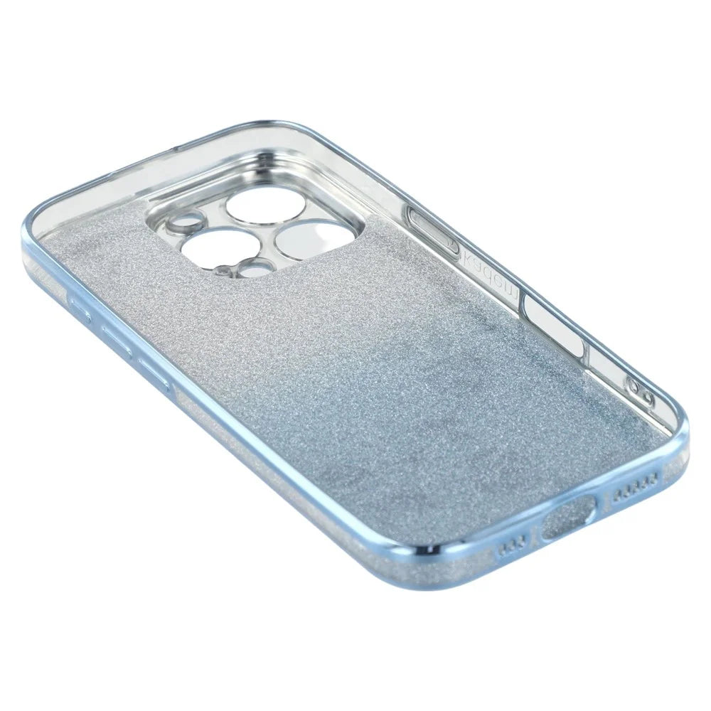 KADEM For iPhone 16 Pro Max Case Rhinestone Decor TPU Phone Cover with Lanyards Gradient - Blue - 3