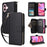 R20 For iPhone 16 Case Zipper Pocket PU Leather Wallet Phone Cover with Hand Strap - Black - 5