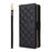 For iPhone 16 Pro Case Zipper Wallet PU Leather Rhombus Phone Cover with 2 Straps - Black - 7