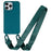 For iPhone 16 Pro Lanyard Case TPU Soft Matte Phone Cover - Dark Green - 1