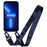 For iPhone 16 Pro Max Case Matte TPU Cell Phone Cover Adjustable Neck Cord Strap - Dark Blue - 2
