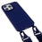 For iPhone 16 Pro Max Case Matte TPU Cell Phone Cover Adjustable Neck Cord Strap - Dark Blue - 3
