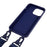 For iPhone 16 Pro Max Case Matte TPU Cell Phone Cover Adjustable Neck Cord Strap - Dark Blue - 5