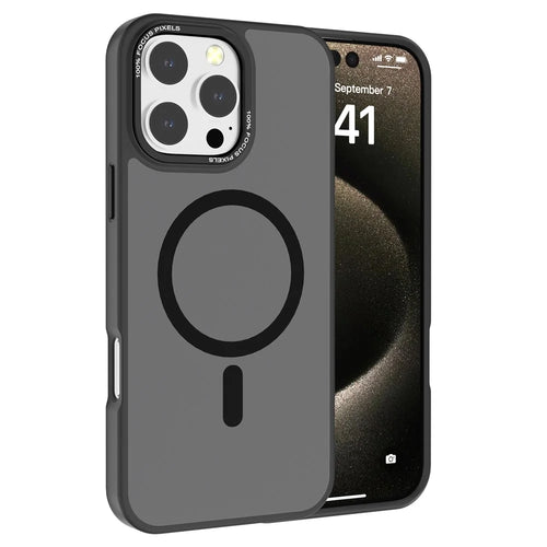 For iPhone 16 Pro Magnetic Case TPU+PC Phone Cover Matte Skin-Friendly Touch - Black - 1