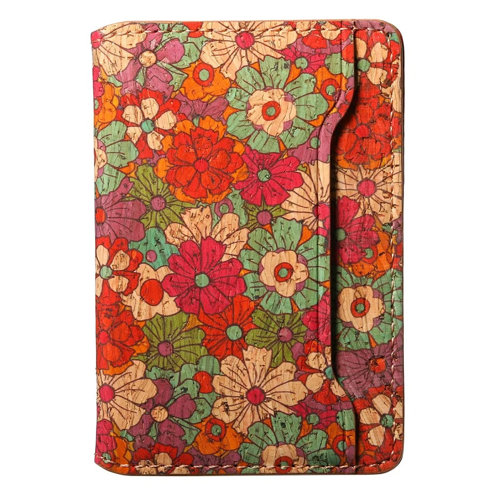 V10 PU Leather Magnetic Card Holder Flower Print Phone Card Bag - Red - 2