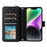 R20 For iPhone 14 / 13 Case Zipper Pocket Leather Phone Cover Stand View - Black - 2