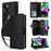 R20 For iPhone 14 / 13 Case Zipper Pocket Leather Phone Cover Stand View - Black - 5