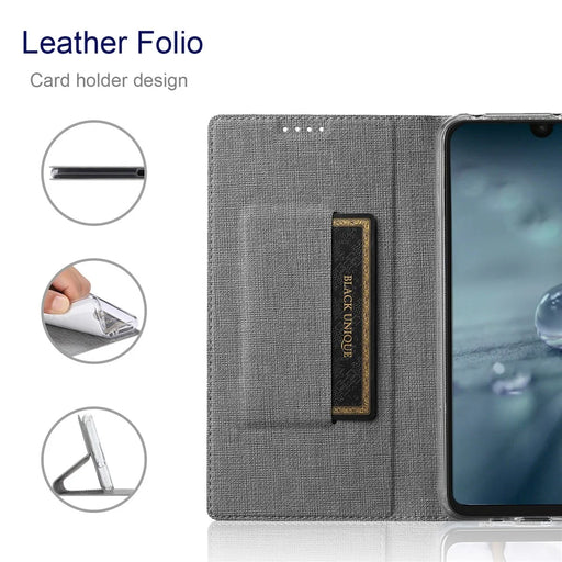 VILI DMX Series For Sharp Aquos Wish4 Case Card Slot PU Leather Stand Phone Cover - Grey - 2