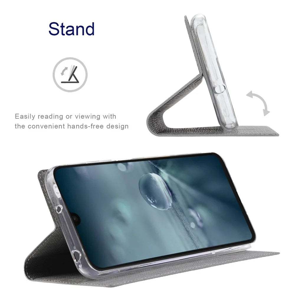 VILI DMX Series For Sharp Aquos Wish4 Case Card Slot PU Leather Stand Phone Cover - Grey - 3
