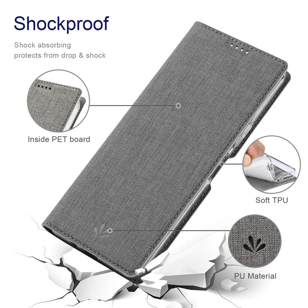 VILI DMX Series For Sharp Aquos Wish4 Case Card Slot PU Leather Stand Phone Cover - Grey - 6