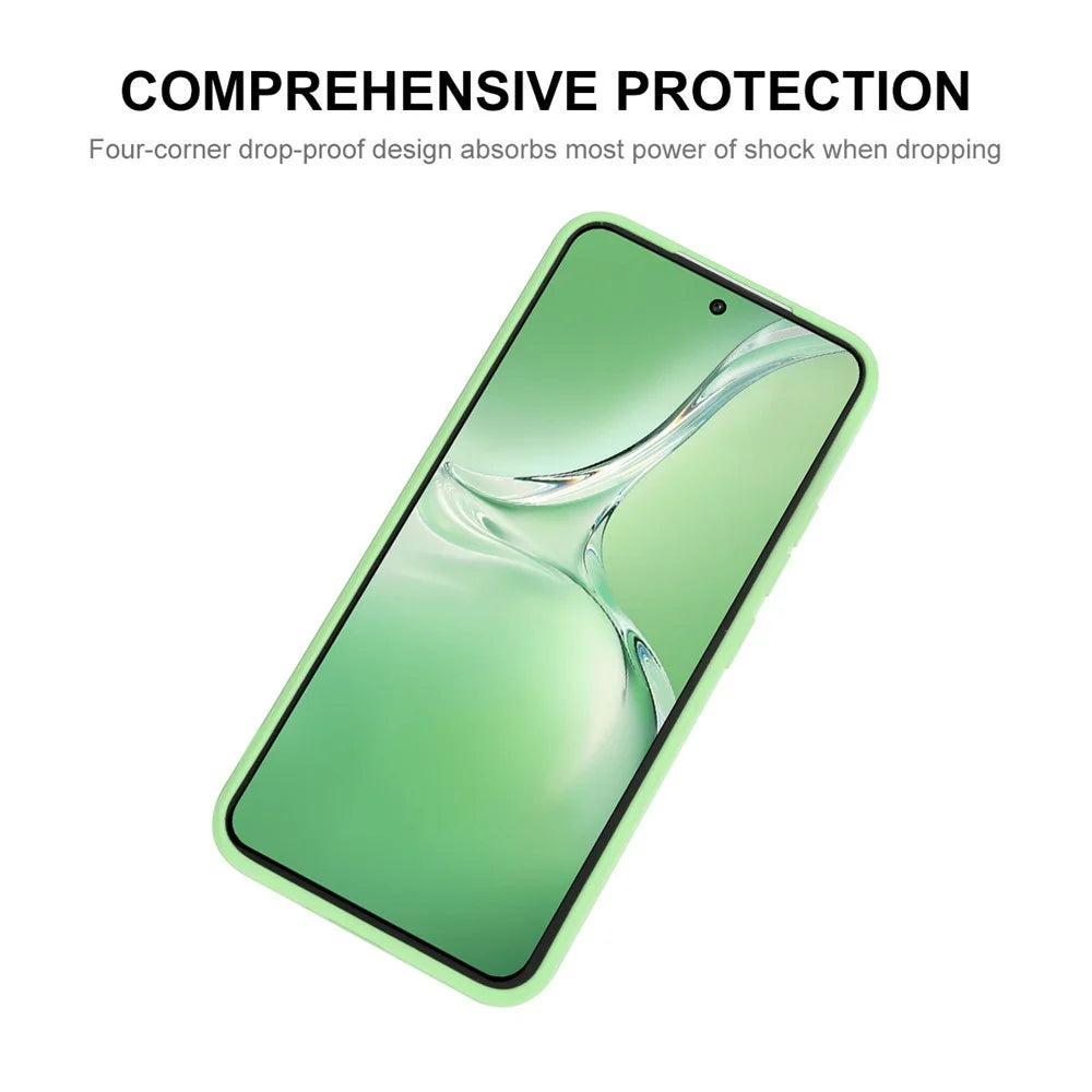 ENKAY HAT PRINCE For Oppo K12x 5G (China) / OnePlus Nord CE4 Lite 5G Case Straight Edge Liquid Silicone Phone Cover - Light Green - 2