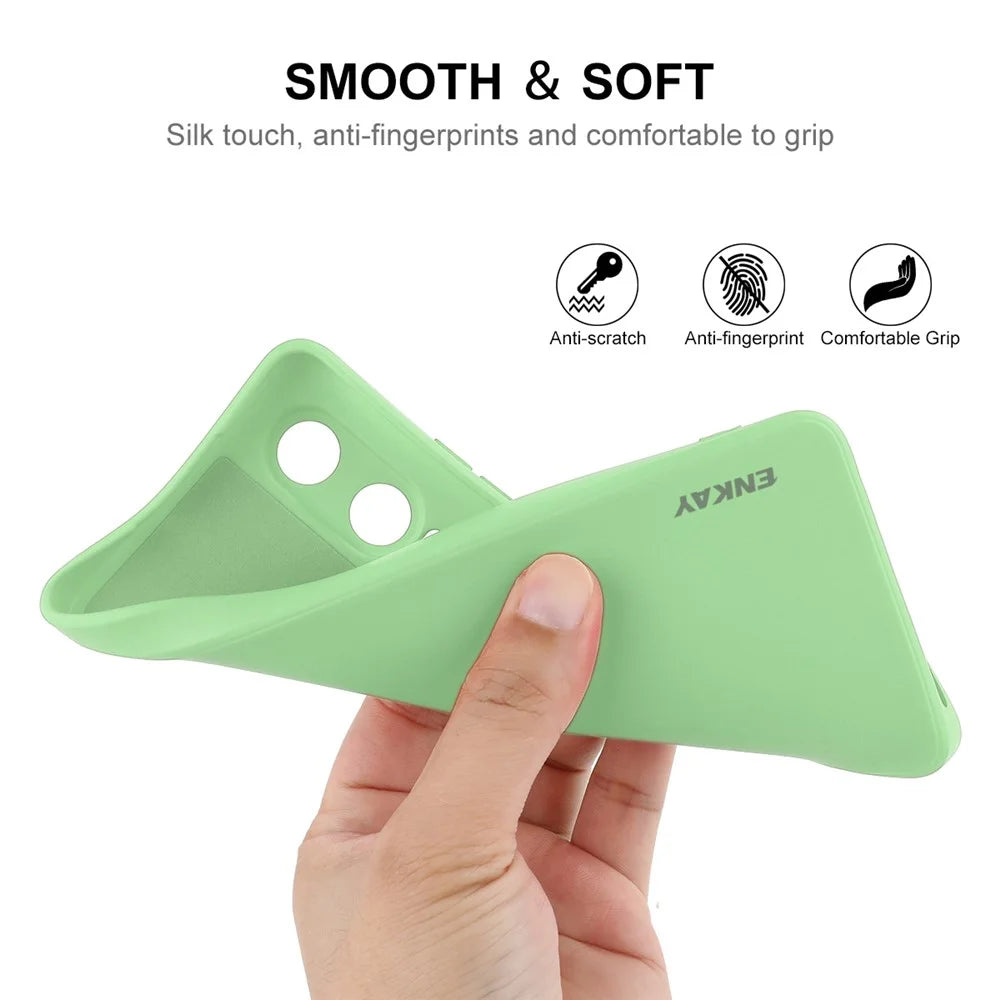 ENKAY HAT PRINCE For Oppo K12x 5G (China) / OnePlus Nord CE4 Lite 5G Case Straight Edge Liquid Silicone Phone Cover - Light Green - 3