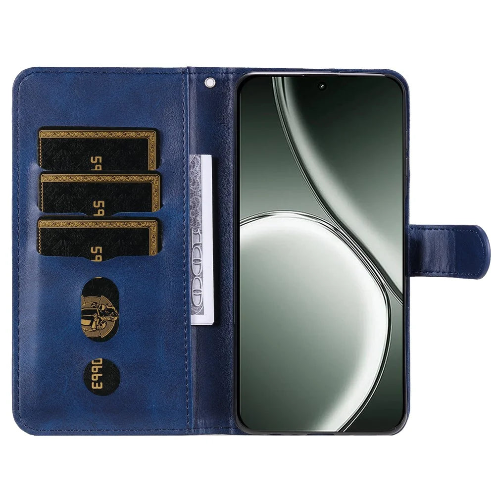 For Realme GT 6 5G / GT Neo6 SE 5G Case Calf Texture Leather Cover with Zipper Wallet - Blue - 2
