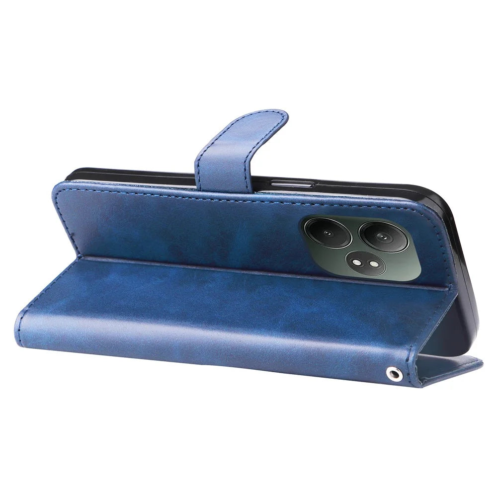 For Realme GT 6 5G / GT Neo6 SE 5G Case Calf Texture Leather Cover with Zipper Wallet - Blue - 3